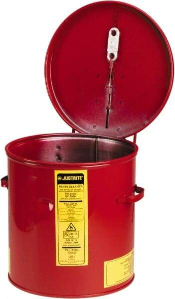 Justrite - 2 Gallon Capacity, 24-Gauge Coated Steel Body, Red Dip Tank - 10 Inch High x 9-3/8 Inch Diameter - All Tool & Supply