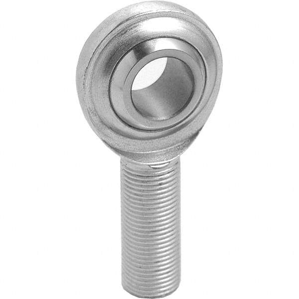 Tritan - 3/8" ID, 5,100 Lb Max Static Cap, Male Spherical Rod End - 3/8-24 RH, 1/2" Shank Diam, 1-1/4" Shank Length, Zinc Plated Carbon Steel with Low Carbon Steel Raceway - All Tool & Supply