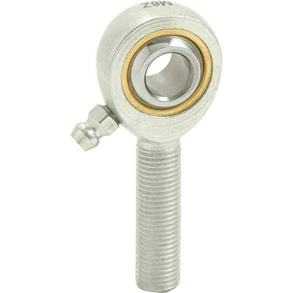 Tritan - 3/8" ID, 2-7/16" Max OD, 4,012 Lb Max Static Cap, Male Spherical Rod End - 3/8-24 RH, 1/2" Shank Diam, 1-1/4" Shank Length, Zinc Plated Carbon Steel with Sintered Oil Impregnated Bronze Raceway - All Tool & Supply