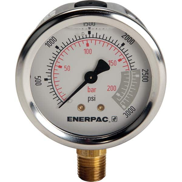 Enerpac - Hydraulic Pressure Gages & Adapters Type: Glycerine Filled Pressure Rating: 3000 - All Tool & Supply