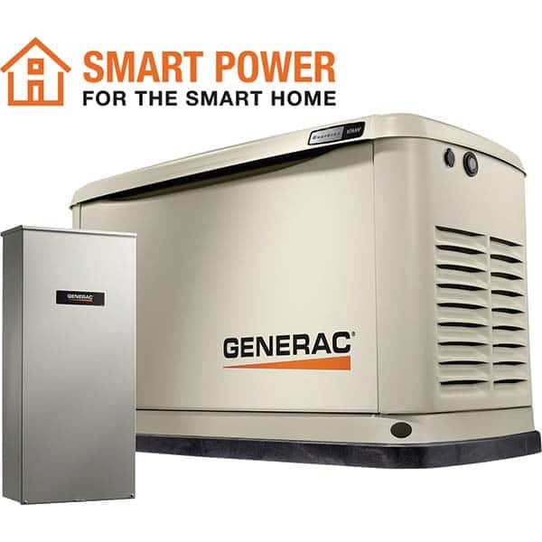 Standby Power Generators; Generator Type: Air Cooled with Transfer Switch; Fuel Type: Liquid Propane (LP); Natural Gas; Wattage: 10000; Number of Phases: 1; Engine Type: Overhead Valve Industrial (OHVI); Enclosure Material: Aluminum; Enclosure Color: Bisq