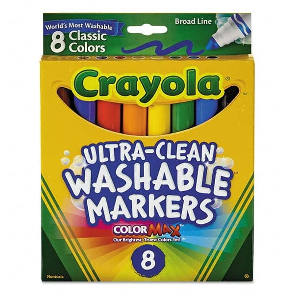 Crayola - Markers & Paintsticks Type: Washable Marker Color: Black; Blue; Brown; Green; Orange; Red; Violet; Yellow - All Tool & Supply