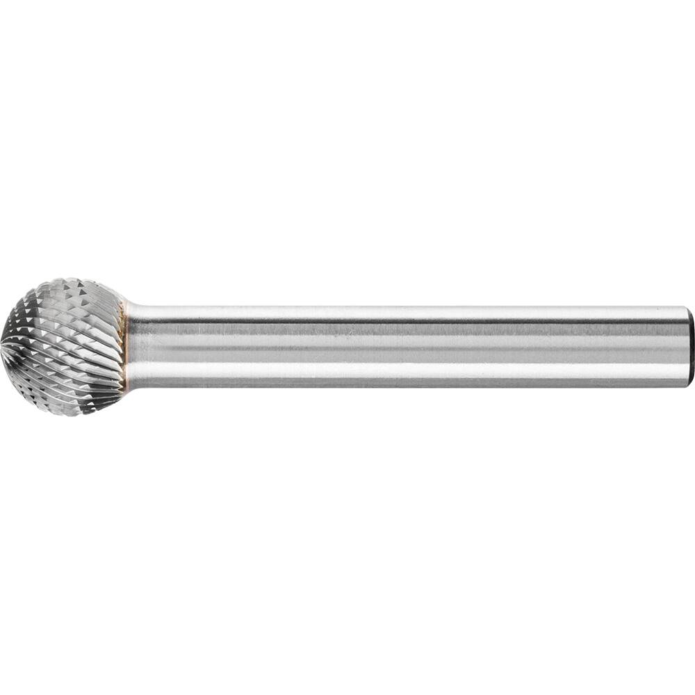 PFERD - SD-3, 3/8" Cut Diam, 1/4" Shank Diam, Carbide Diamond Pattern Ball Burr - Exact Industrial Supply