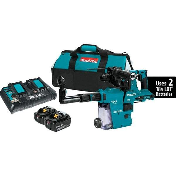 Makita - 36 Volt 1-1/8" SDS Plus Chuck Cordless Rotary Hammer - 5000 BPM, 0 to 980 RPM, Reversible - All Tool & Supply