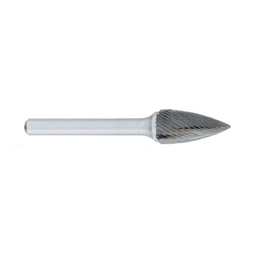 ‎SG-2 -8mm × 19mm LOC × 6mm Shank × 50mm OAL Pointed Tree Carbide Medium Right Hand Spiral Burr - All Tool & Supply