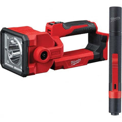 Milwaukee Tool - Cordless Work Lights; Voltage: 18 ; Run Time: 7 hrs ; Lumens: 1,250 ; Color: Red ; Special Item Information: Includes AAA Led Aluminum Black/Red Pen Light ; PSC Code: 6210 - Exact Industrial Supply