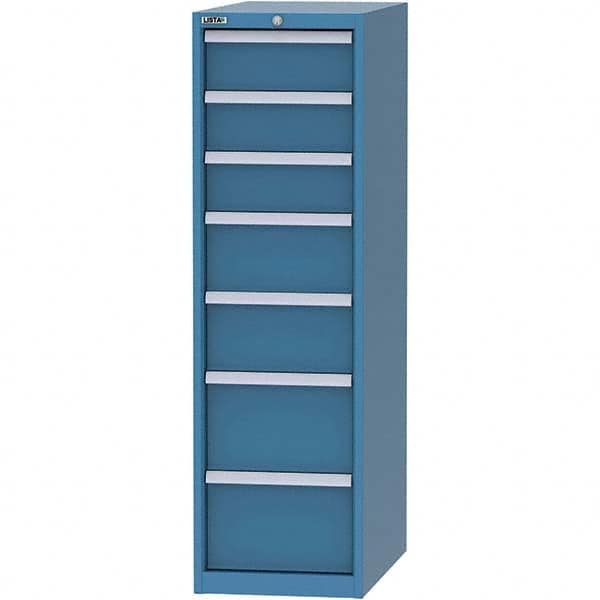 LISTA - 7 Drawer, 45 Compartment Bright Blue Steel Modular Storage Cabinet - All Tool & Supply