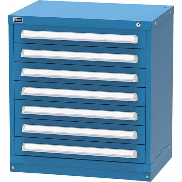 Vidmar - 7 Drawer, 45 Compartment Bright Blue Steel Modular Storage Cabinet - All Tool & Supply