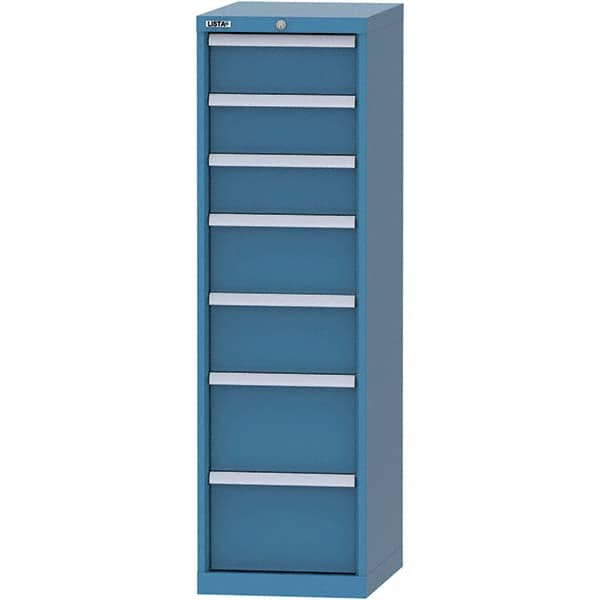 LISTA - 7 Drawer, 216 Compartment Bright Blue Steel Modular Storage Cabinet - All Tool & Supply