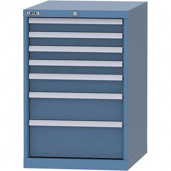 LISTA - 7 Drawer, 99 Compartment Bright Blue Steel Modular Storage Cabinet - All Tool & Supply