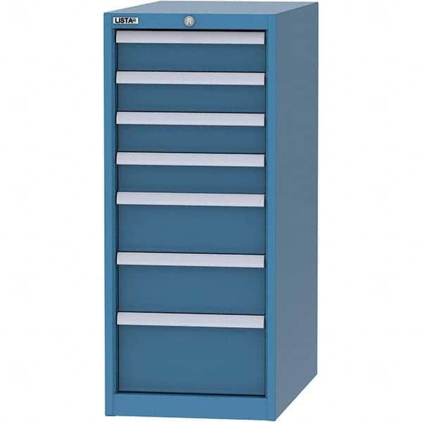 LISTA - 7 Drawer, 45 Compartment Bright Blue Steel Modular Storage Cabinet - All Tool & Supply