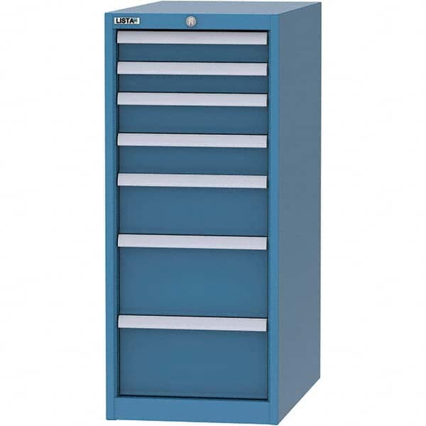 LISTA - 7 Drawer, 45 Compartment Bright Blue Steel Modular Storage Cabinet - All Tool & Supply