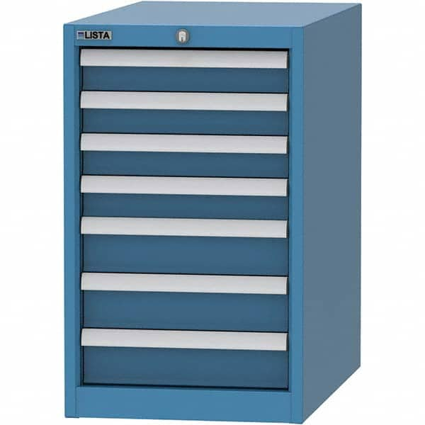 LISTA - 7 Drawer, 45 Compartment Bright Blue Steel Modular Storage Cabinet - All Tool & Supply