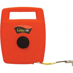 Lufkin - 50' x 1/2" Yellow Fiberglass Blade Tape Measure - 1/10" Graduation, Orange ABS Plastic Case - All Tool & Supply