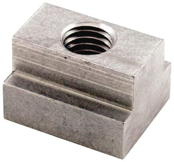 Jergens - 1/2-13 Tapped Through T Slot Nut - 5/8" Slot Width, 1 x 3/8" Base Width x Height, 1-1/4 x 3/4" Overall Length x Height - All Tool & Supply