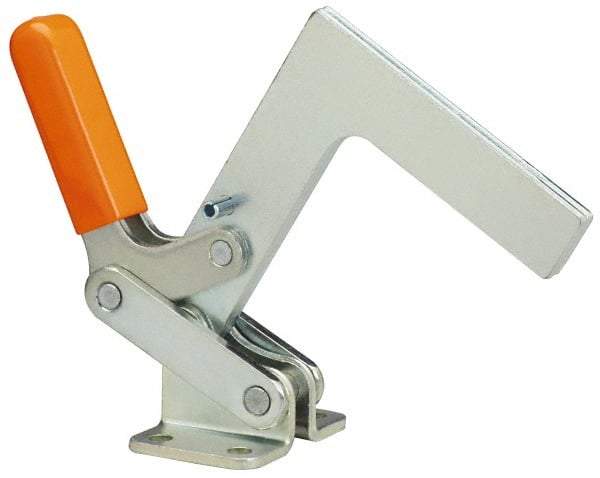 Lapeer - 600 Lb Holding Capacity, Horizontal Handle, Manual Hold Down Toggle Clamp - 175° Handle Movement, 135° Bar Opening, L-Shaped Solid Bar, Flanged Base, Carbon Steel - All Tool & Supply