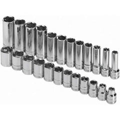 SK - 3/8" Drive Standard Deep Socket Set - 8 to 19mm, Metric Measurement Standard - All Tool & Supply