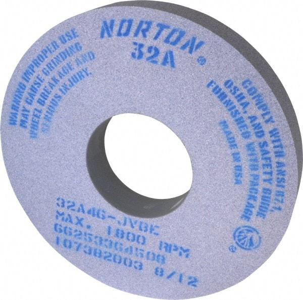 Norton - 14" Diam x 5" Hole x 2" Thick, J Hardness, 46 Grit Surface Grinding Wheel - Aluminum Oxide, Type 1, Coarse Grade, 1,800 Max RPM, Vitrified Bond, No Recess - All Tool & Supply