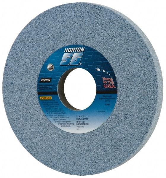 Norton - 12" Diam x 3" Hole x 1" Thick, H Hardness, 46 Grit Surface Grinding Wheel - Ceramic, Type 1, Coarse Grade, 2,070 Max RPM, Vitrified Bond, No Recess - All Tool & Supply