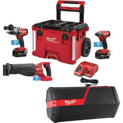 Milwaukee Tool - 18 Volt Cordless Tool Combination Kit - Includes 1/2" Brushless Hammer Drill/Driver, Compact Reciprocating Saw & 1/4" Hex Impact Driver, Lithium-Ion Battery Included - All Tool & Supply