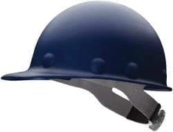 Fibre-Metal - ANSI Type I, Class G Rated, 8-Point, Ratchet Adjustment Hard Hat - Size 6-1/2 to 8, Blue, Standard Brim - All Tool & Supply