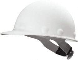 Fibre-Metal - ANSI Type I, Class G Rated, 8-Point, Ratchet Adjustment Hard Hat - Size 6-1/2 to 8, White, Standard Brim - All Tool & Supply