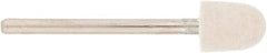 Value Collection - 3/8" Diam, 1/8" Shank Diam, Oval Shaped Mounted Bob - Hard Density, 1/2" Head Length, 2" Shank Length, Wool Felt - All Tool & Supply