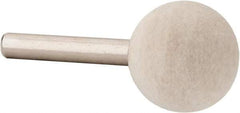 Value Collection - 1" Diam, 1/4" Shank Diam, Ball Shaped Mounted Bob - Medium Density, 1" Head Length, 2" Shank Length, Wool Felt - All Tool & Supply