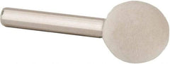 Value Collection - 3/4" Diam, 1/4" Shank Diam, Ball Shaped Mounted Bob - Hard Density, 3/4" Head Length, 2" Shank Length, Wool Felt - All Tool & Supply