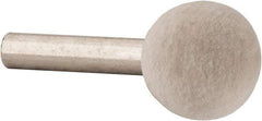 Value Collection - 3/4" Diam, 1/4" Shank Diam, Ball Shaped Mounted Bob - Medium Density, 3/4" Head Length, 2" Shank Length, Wool Felt - All Tool & Supply