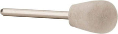 Value Collection - 1/2" Diam, 1/8" Shank Diam, Olive Shaped Mounted Bob - Hard Density, 3/4" Head Length, 2" Shank Length, Wool Felt - All Tool & Supply