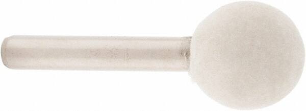 Value Collection - 3/4" Diam, 1/4" Shank Diam, Ball Shaped Mounted Bob - Rock Hard Density, 3/4" Head Length, 2" Shank Length, Wool Felt - All Tool & Supply