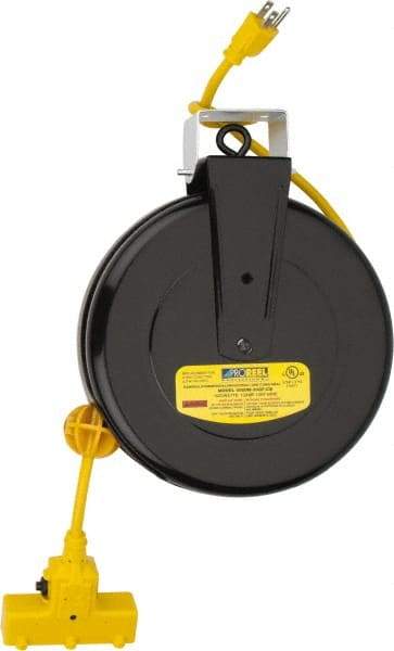 Value Collection - 14 AWG, 30' Cable Length, Cord & Cable Reel with Outlet End - 3 Outlets, NEMA 5-15R, 13 Amps, 125 Volts, SJT Cable, Black Reel - All Tool & Supply