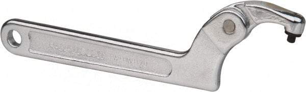 Paramount - 1-1/4" to 3" Capacity, Adjustable Pin Spanner Wrench - 8-1/8" OAL, 3/16" Hook Pin Height - All Tool & Supply