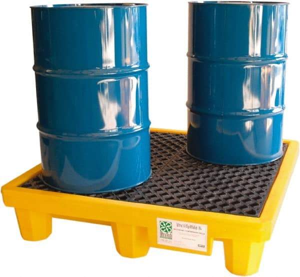 UltraTech - 66 Gal Sump, 6,000 Lb Capacity, 4 Drum, Polyethylene Spill Deck or Pallet - 53" Long x 53" Wide x 12" High, Liftable Fork, Drain Included, 2 x 4 Drum Configuration - All Tool & Supply