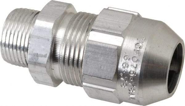 Thomas & Betts - 0.66 to 0.78" Cable Capacity, Class 1, Gas & Vapor Environments, Straight Strain Relief Cord Grip - 3/4 NPT Thread, Aluminum - All Tool & Supply