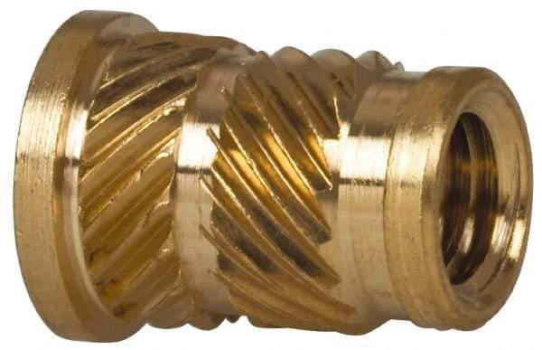 E-Z LOK - 1/4" Drill, 10 32 UNF, 0.278" Diam, Brass Headed Heat Installed Threaded Insert - 1/4" Hole, 0.418" OAL x 0.043" High, 5/16" Head Diam - All Tool & Supply