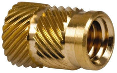 E-Z LOK - 5/16" Drill, 1/4 20 UNC, 0.341" Diam, Brass Headed Heat Installed Threaded Insert - 0.315" Hole, 0.341" OAL x 0.053" High, 3/8" Head Diam - All Tool & Supply