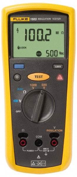 Fluke - Backlight Display, 2,000 Megohm Electrical Insulation Resistance Tester & Megohmmeter - 1,000 VDC Max Test Voltage, Powered by AA Battery - All Tool & Supply