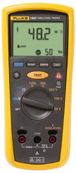 Fluke - Backlight Display, 10,000 Megohm Electrical Insulation Resistance Tester & Megohmmeter - 1,000 VDC Max Test Voltage, Powered by AA Battery - All Tool & Supply