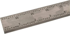 SPI - 36" Long, 1/100, 1/64, 1/50, 1/32" Graduation, Rigid Steel Rule - 16R Graduation Style, 1-1/4" Wide, Silver, Satin Chrome Finish - All Tool & Supply