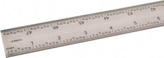 SPI - 48" Long, 1/64, 1/32" and 0.5, 1mm Graduation, Rigid Steel Rule - English/Metric Graduation Style, 1-1/4" Wide, Silver, Satin Chrome Finish - All Tool & Supply