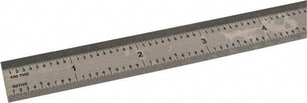 SPI - 72" Long, 1/100 & 1/50 Graduations, Flexible Steel Rule - 12R Graduation Style, 1" Wide, Silver, Polished Finish - All Tool & Supply