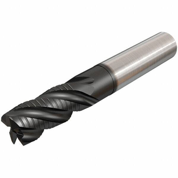 Iscar - 14mm Diam, 30mm LOC, 4 Flute Solid Carbide 45° Corner Chamfer Roughing End Mill - TiAlN Finish, 100mm OAL, 14mm Shank Diam, Single End, Extended Reach, 38° Helix - All Tool & Supply