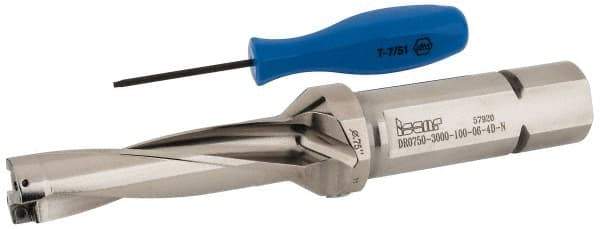 Iscar - 3" Max Drill Depth, 4xD, 3/4" Diam, Indexable Insert Drill - 2 Inserts, 1" Shank Diam, Straight Shank - All Tool & Supply