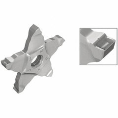 Iscar - PENTA C IC908 Grade, 0.13" Cutting Width, Carbide Cutoff Insert - Neutral Lead Angle, 0.004" Cnr Rad, TiAlN Coated, Other End - All Tool & Supply