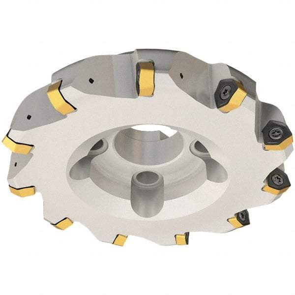 Iscar - 50mm Cut Diam, 22mm Arbor Hole, 3.5mm Max Depth of Cut, 30° Indexable Chamfer & Angle Face Mill - 4 Inserts, H600 WXCU 08 Insert, Right Hand Cut, 4 Flutes, Through Coolant, Series Helido - All Tool & Supply