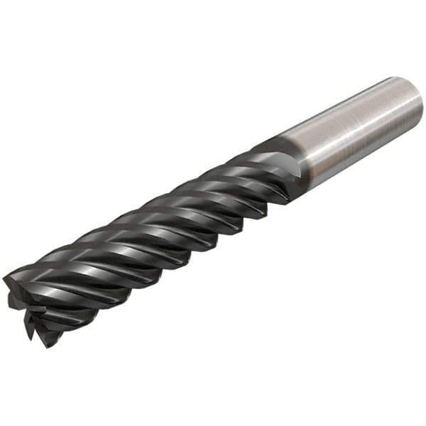 Iscar - 10mm, 60mm LOC, 10mm Shank Diam, 110mm OAL, 4 Flute, Solid Carbide Square End Mill - Single End, TiAlN Finish, Spiral Flute, 45° Helix, Right Hand Cut, Right Hand Flute - All Tool & Supply