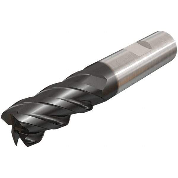 Iscar - 14mm, 25mm LOC, 14mm Shank Diam, 83mm OAL, 4 Flute, Solid Carbide Square End Mill - Single End, TiAlN Finish, Spiral Flute, 45° Helix, Right Hand Cut, Right Hand Flute - All Tool & Supply