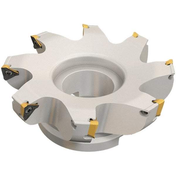 Iscar - 7 Inserts, 125mm Cut Diam, 40mm Arbor Diam, 13mm Max Depth of Cut, Indexable Square-Shoulder Face Mill - 0/90° Lead Angle, 63mm High, HM390 TDKT 1505 Insert Compatibility, Through Coolant, Series HeliIQMill - All Tool & Supply